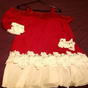 Cold shoulder lace top